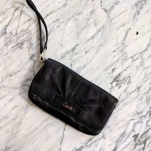 Genuine Coach Black Leather Wristlet/Clutch